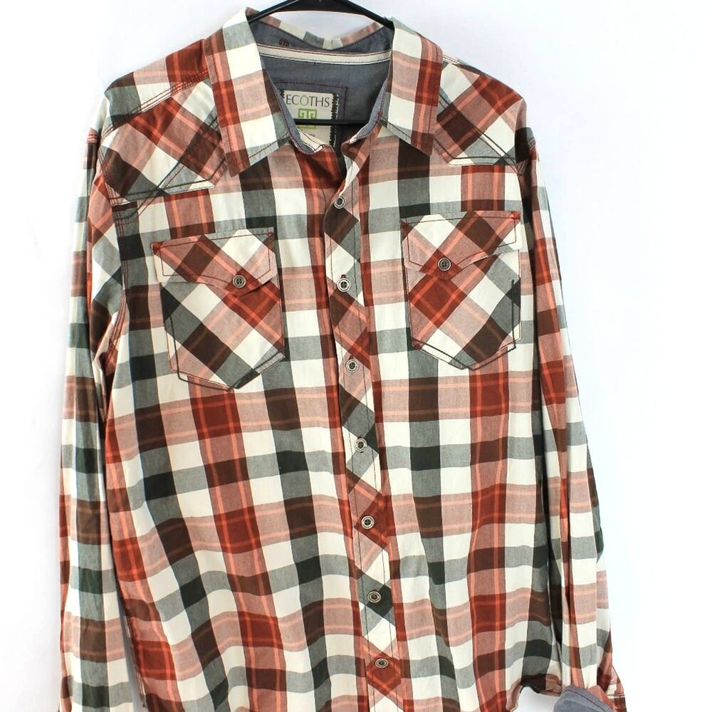 ECOTHS Men's Plaid Shirt Grunge Preppy Cabincore Size XXL
